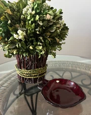 Anchor Hocking RubyRed Glass Leaf Vintage Ashtray