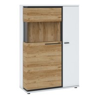 Vitrinenschrank Highboard Kommode Aufbewahrungsschrank Anrichte Weiß Eiche