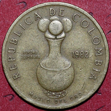 Colombia 1982  20 pesos, Museo del Oro , Museum of gold-Foreign Coin 25mm