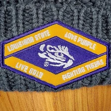 Louisiana State University Tigers Eye Hex Patch Gray Knit J-America Beanie NWT