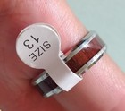 Mens Stainless Steel 8mm Polished Red Wood Inlay Wedding Band Ring — photo 1