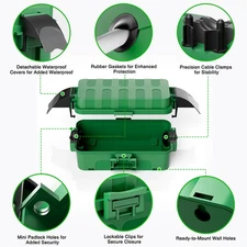 Waterproof Electrical Box Outdoor Extension Cord Cover Outdoor Cord Box，Black