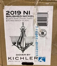 Kichler Dover 4-Light Brushed Nickel Mini Chandelier White Etched Glass Shade