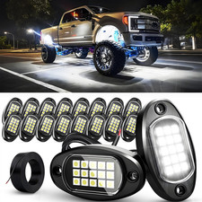 16 Pod White Rock Lights 6000K,Pure White Bright Neon Underglow Light Waterproof