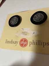 Lindsay Phillips  Interchangeable Shoe Snaps DAPHNE NEW black round rhinestones