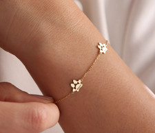 Paw Print Name Bracelet, Personalized Dog Paw Bracelet, Minimalist Paw Bracelet