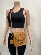 MCM Cognac Visetos Coated Canvas And Leather Patricia Crossbody