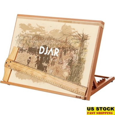 Beech Wood Tabletop Easel Drawing Board T-Ruler Rubber Rope Stable Art Supply US