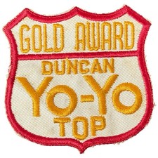 Vintage 1950s Duncan Yo-Yo Contest Embroidered Fabric Patch Gold Award Sew On