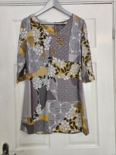 Size 8 Grey & Yellow print 3/4 sleeve tunic dress from White Stuff Spring summer