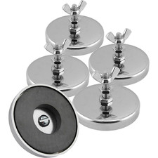 35LB Ceramic Round Base Magnets 5-Pack Nickel-Plated with Bolt  Wing Nut