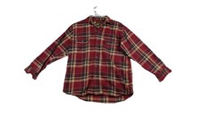 Field  Stream Flannel Shirt Mens Medium Red Plaid Cotton Long Sleeve Button Up
