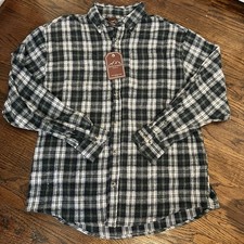 Men's Cotton Flannel Mountain Ridge Plaid 100 Button Down Shirt Size Large NWT