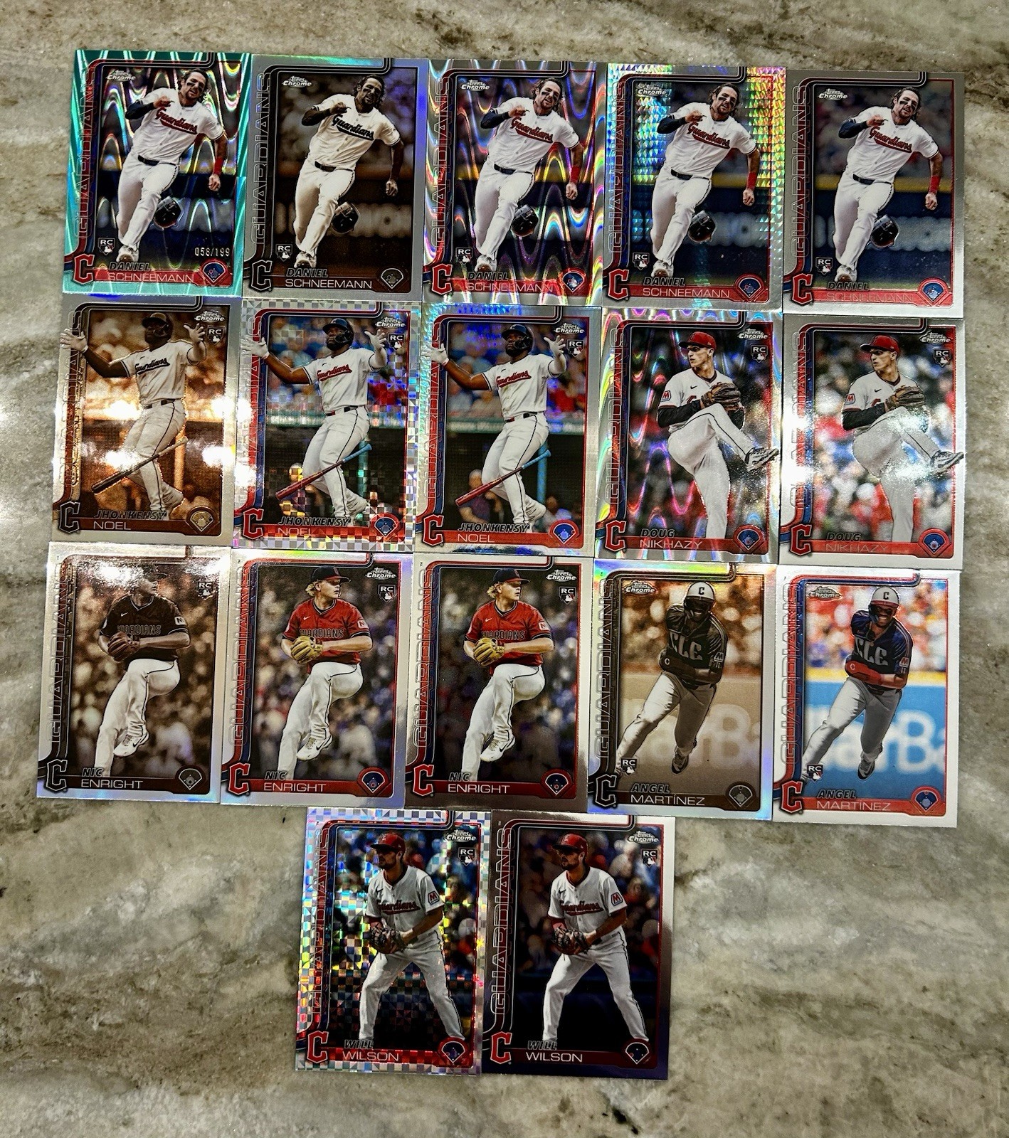 2025 Topps Chrome Cleveland Guardians (23) Rookie Card Lot: (12) Refractors