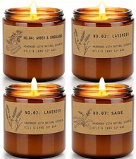 Christmas Candle Gifts for Women – Large Large, 4 Pack Amber Jar Candles Set 