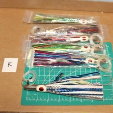 Lot of 6 Rigged Trolling Lures Billy Baits 7" Marlin Dolphin Tuna Big Game Lot#K
