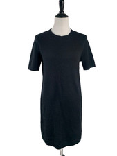Quince Mongolian Cashmere Short Sleeve Mini Dress Womens S Black Quiet Luxury