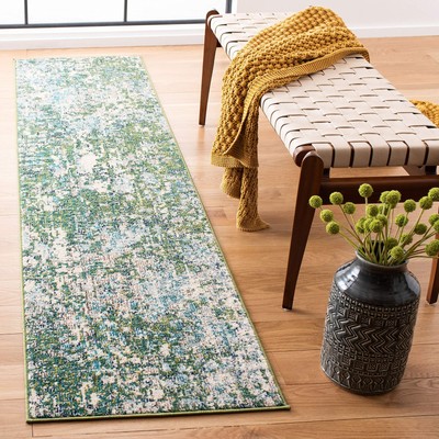 Madison Collection Runner Rug - 2'2'' x 6', Green & Turquoise, Boho Abstract D...