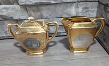 READ Antique Royal China 22k Gold Gilded Suga...