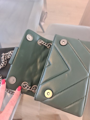 Kurt Geiger Mini Kensington Leather Bag Dark Green Silver Chain Bnwt Stunning - Picture 7 of 11
