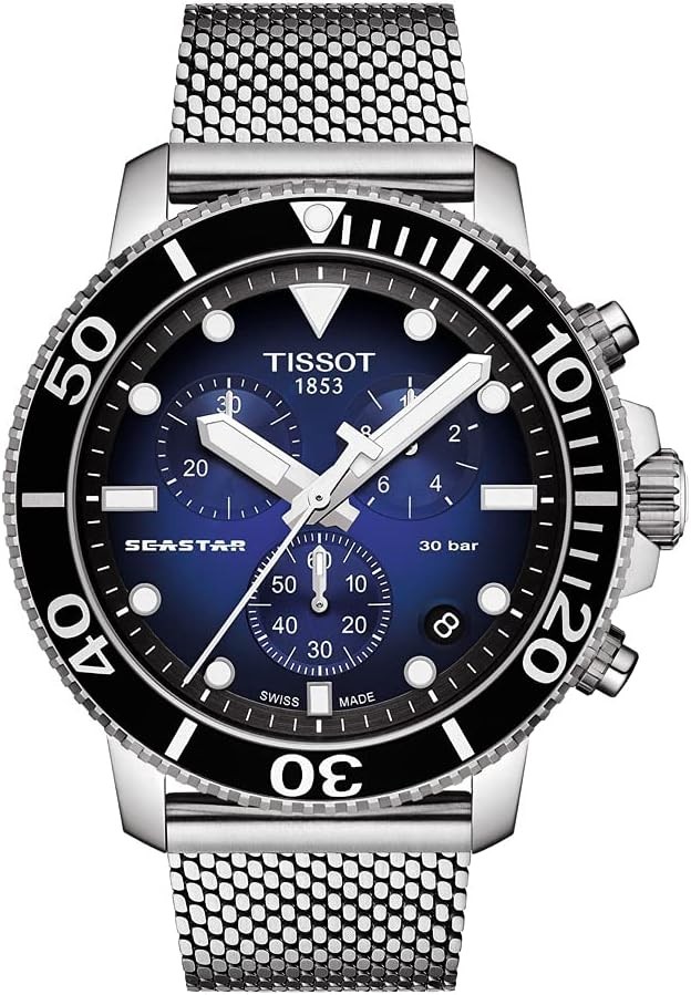 Montre chronographe Tissot Seastar 1000 pour homme en acier bleu