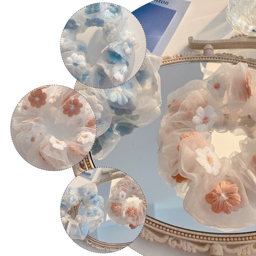 6Pcs Gauze Hair Rings Hair Rope Girl Ties Sweet Headdress Band - Picture 3 of 12