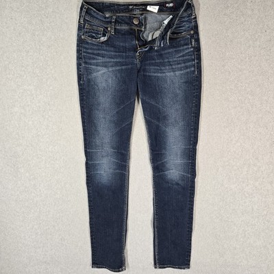Silver Jeans Co. Women Jeans 30x31 Blue Denim Suki Mid Skinny Pockets 30'' Inseam