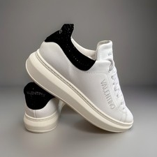 Valentino Fresia Sparkling Sneakers Women Sz 9 White Leather Sparkling Heel
