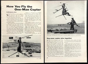 Hiller Roe XROE1 “Fly the One-Man Copter”1957 article Richard Peck Test Pilot
