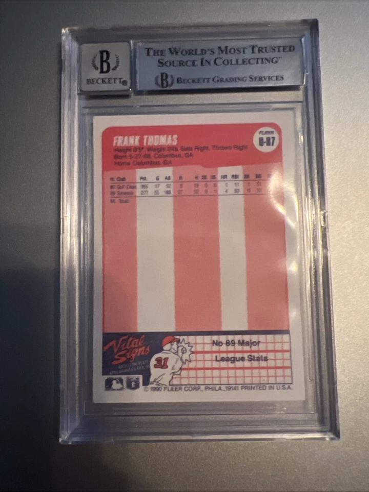 1990 Fleer Update - Frank Thomas U87 - On Card Auto 10 - Image 2 of 2