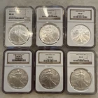 Lot Of 6 NGC MS69 Silver Eagles  6 Troy Oz Of Pure Silver .999