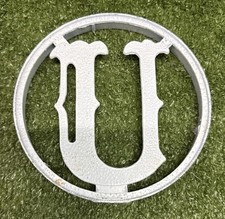 Vtg MCM 60's Aluminum Screen Storm Door 6" Letter Monogram Emblem "U” Initial