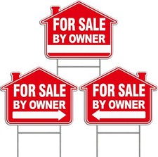 For Sale by Owner Sign with Red-3Pack Stake