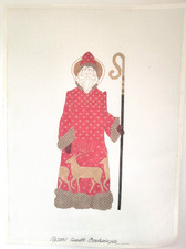 Curtis Boehringer Hand-painted Needlepoint Canvas 2001 Santa