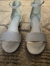 Sugar Silver Glitter Block Heel Ankle Strap S...