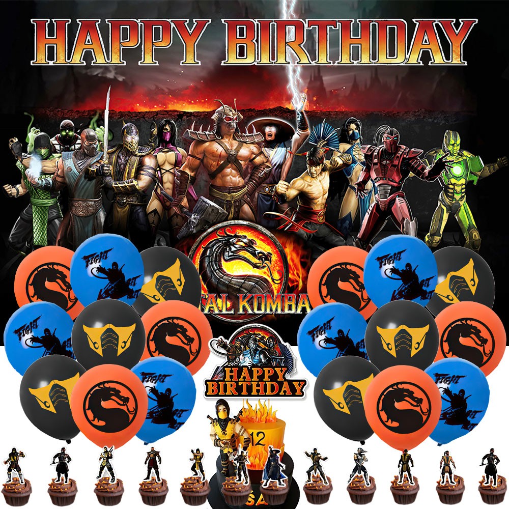 Mortal Kombat Party Supplies Birthday Decor Set Balloons Cake Toppers Banner