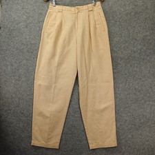 Vintage Liz Claiborne Linen Pleated Pants Womens 10 M Petite Cream Trouser 28x29