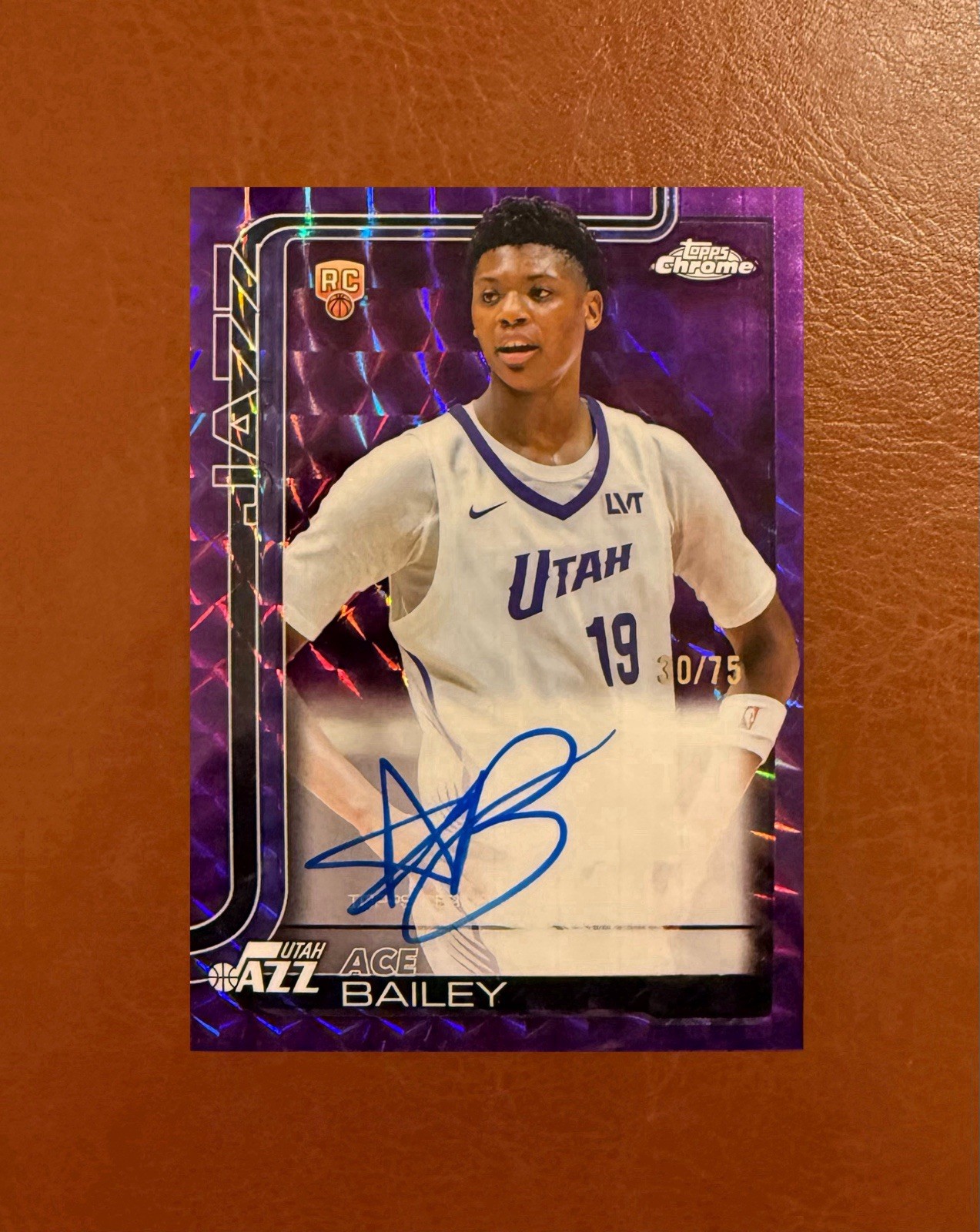2025-26 Topps Chrome ACE BAILEY Purple Geo Refractor RC AUTO 30/75 #TCAR-AB JAZZ