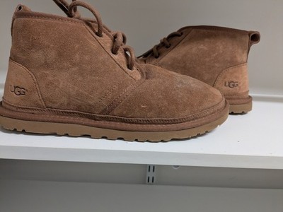 UGG Men s Brown Suede Chukka Boots Lace Up Sheepskin Lined US 9 EU 42