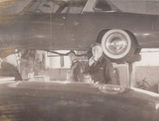 Men Working Garage Mechanic Shop Car Lift Classic Car 1940s Workshop