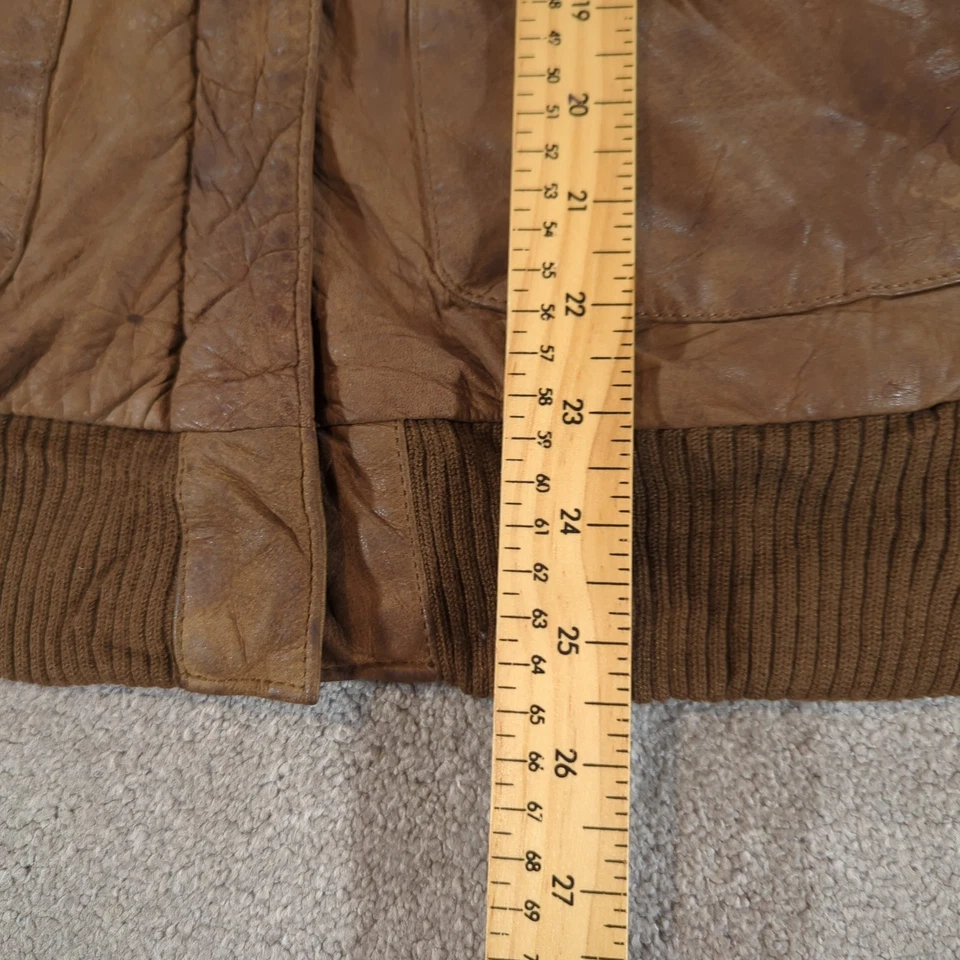 Vintage Maggie Lawrence Leather Jacket Womens Medium Brown Bomber Flight Flying - Image 4 of 4