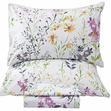  Floral Size Sheet Sets - Yellow Wild Flower Botanical Pattern Queen Multicolor