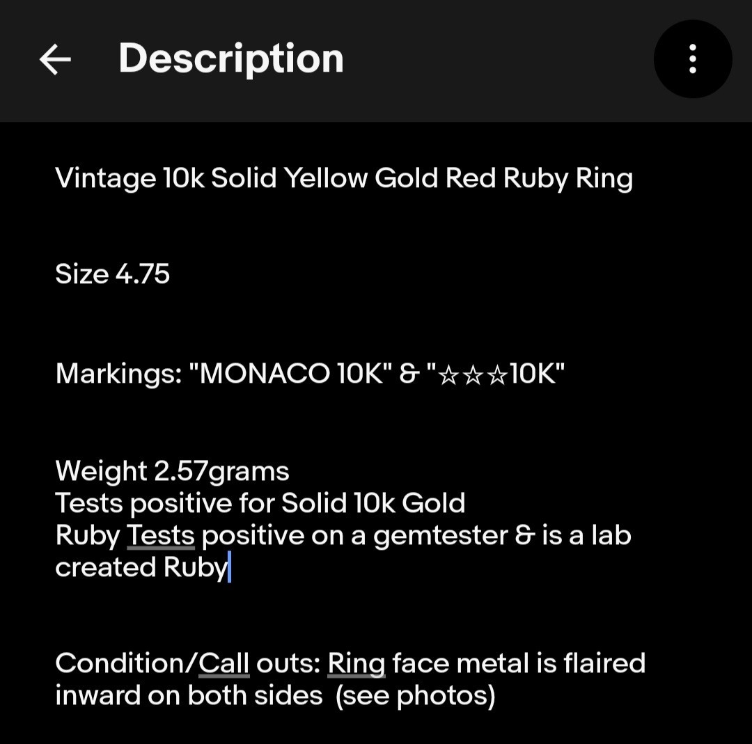 Vintage 10k Solid Yellow Gold Red Ruby Ring 4.75s… - image 24