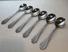 Lenox ABILENE Round Gumbo Soup Spoons Stainless Flatware Vietnam 7 1/8” - Set 6