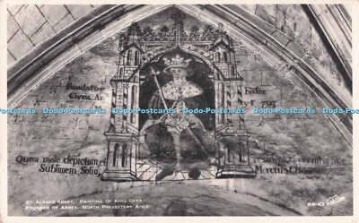 R710989 St. Albans Abbey. Gemälde König Offa. Gründer der Abtei. North Presbyt
