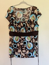 women's plus size pullover top; square neckline with tie in back