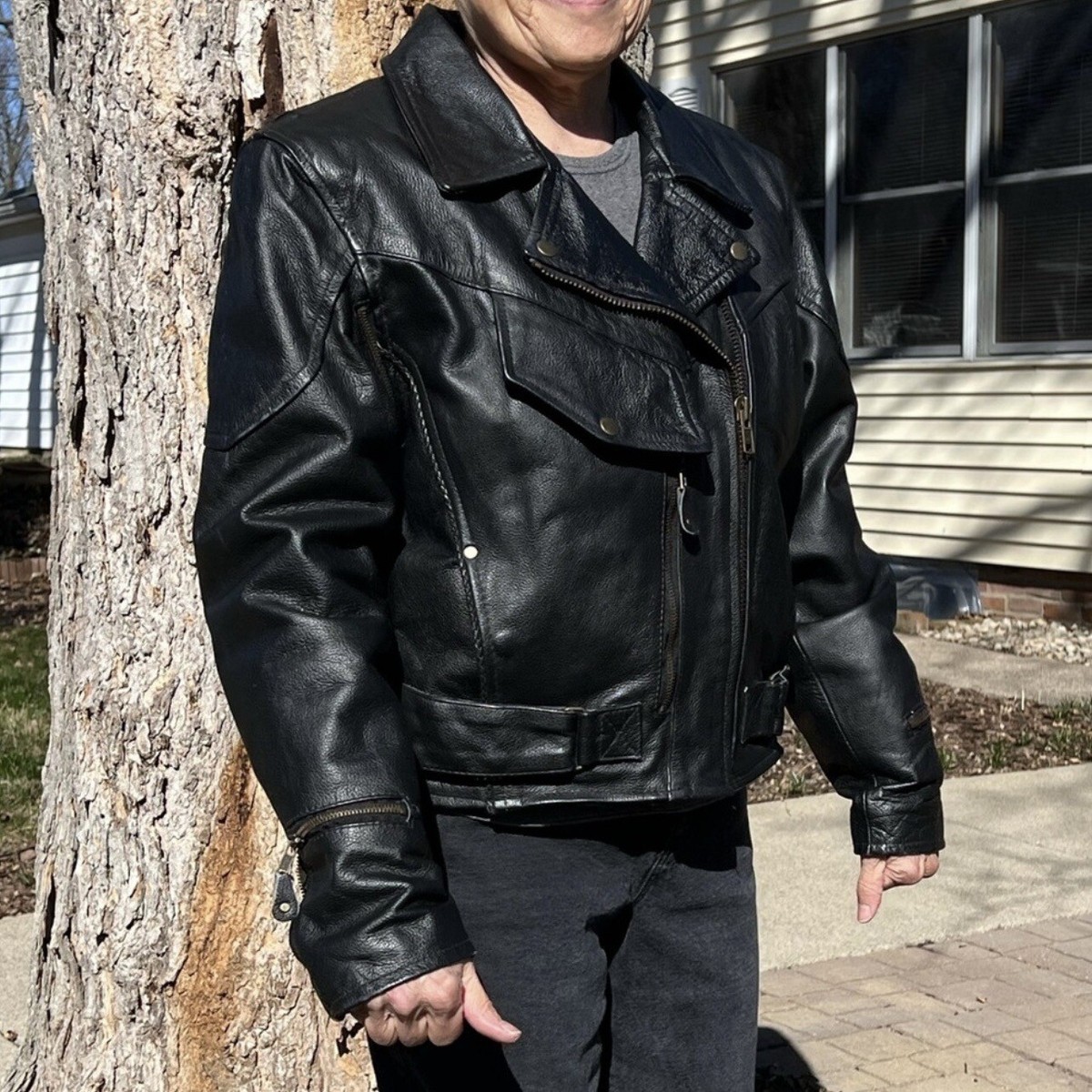 Leather King Thinsulate Heavy Motorcycle Black Leather Jacket SZ