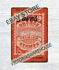 Orange Premium Stamps Alfred M Lewis metal tin sign  inspirational wall decor