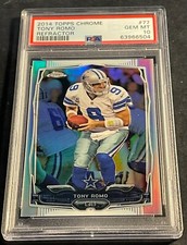 2014 TONY ROMO TOPPS CHROME REFRACTOR #77 PSA 10 COWBOYS POP 7