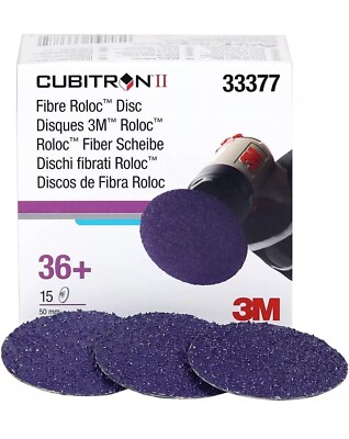 3M 33377 Cubitron II 36 Grit 2  Fiber Roloc Metal Repair Rust Disc (15 Discs)